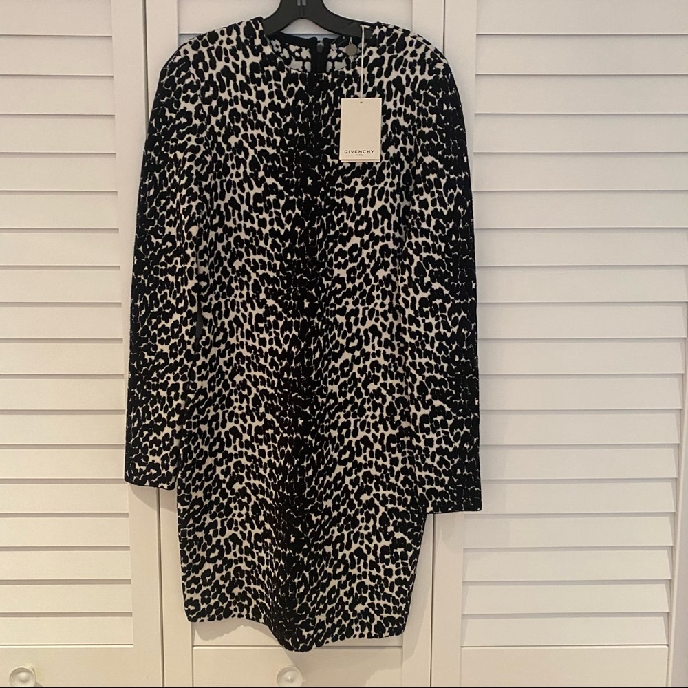 Givenchy Leopard Jacquard Print Long Sleeve Bodycon Dress Size M